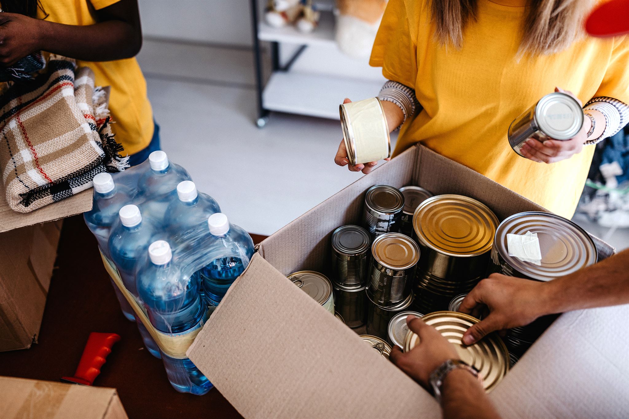 Cans of donated food